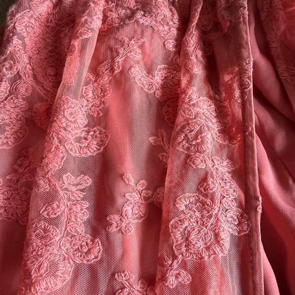 🍑 NWOT Entro Peach/Coral Lace Maxi Dress w/ lined Shorts - Picture 13 of 15